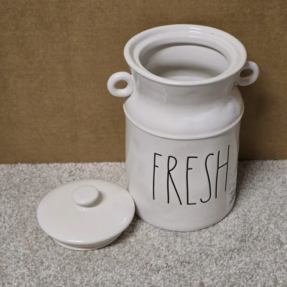 New‎ Rae Dunn FRESH Milk Jug Vase with Handles Farm